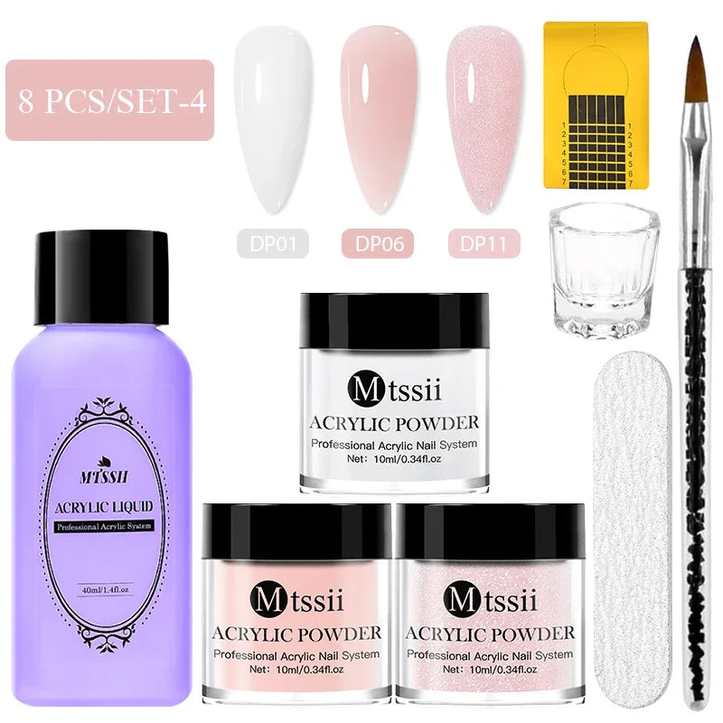 MTSSII 8pc Acrylic Nail Powder Set with Brush