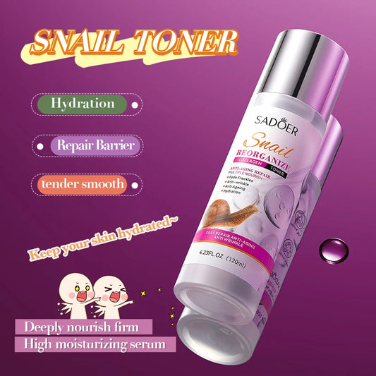 SADOER Snail Collagen Face Toner 120ml – Hydrating Facial Essence