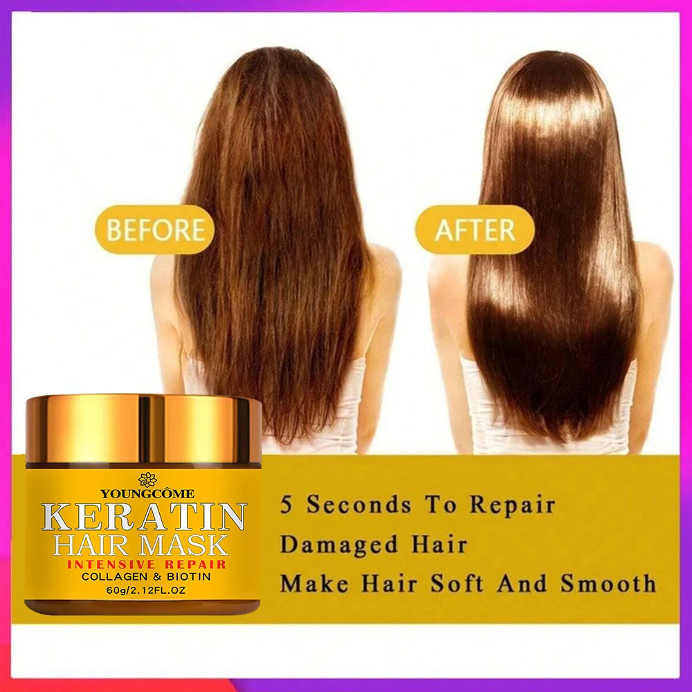 Keratin Hair Repair Mask with Biotin & Collagen – Deep Treatment