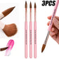 3pcs Acrylic Nail Brush Set (#8/#10/#14) – Nylon Nail Art Brushes for Acrylic Application