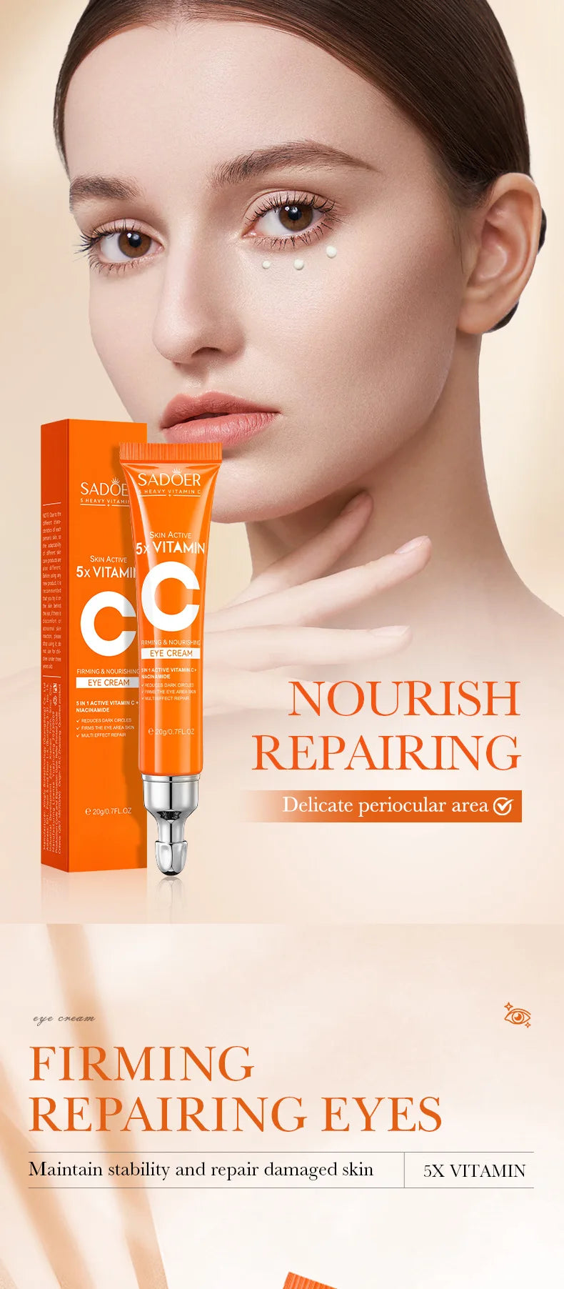 Vitamin C Eye Cream – Hydrating & Brightening Under Eye Care (20g) - Roomsium