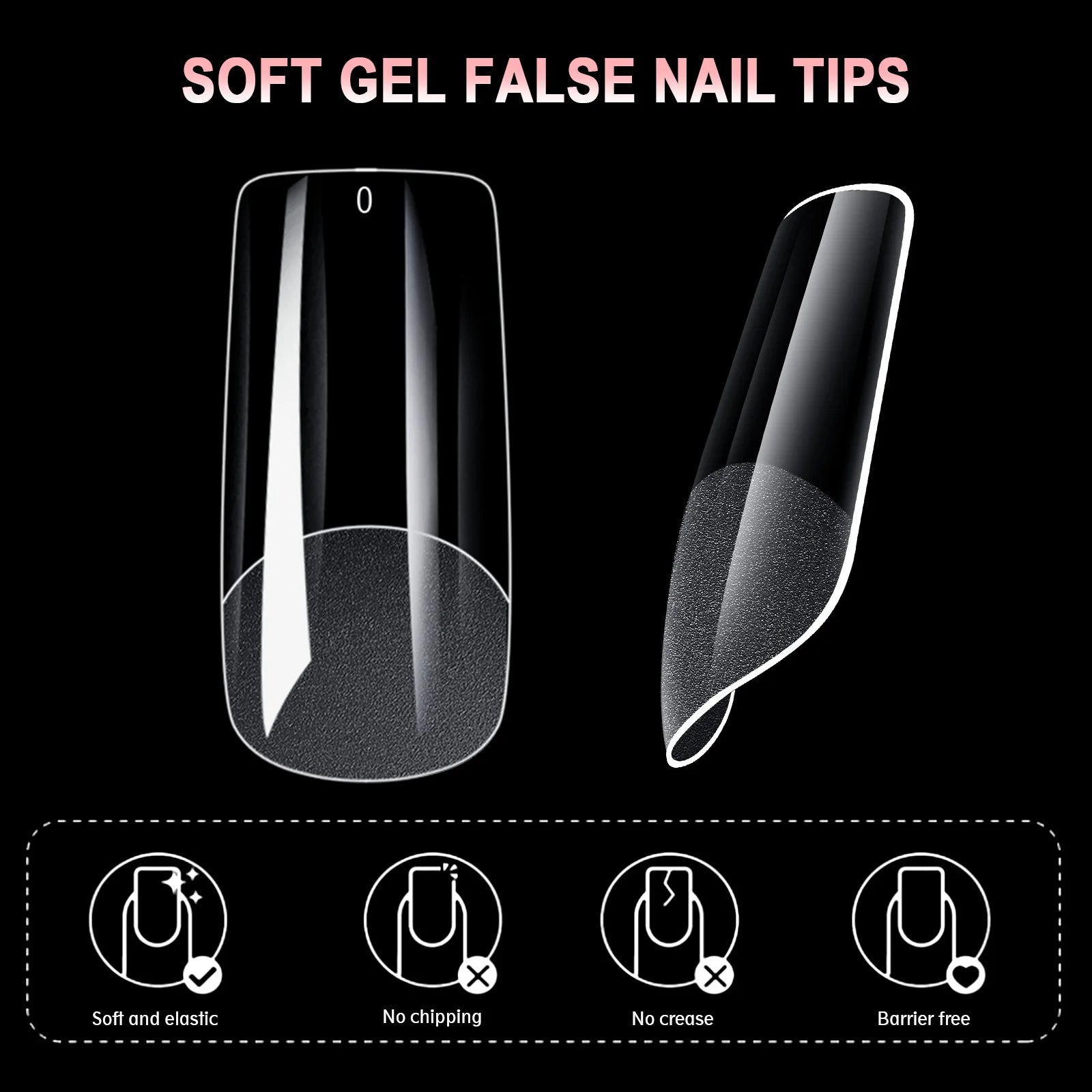 600pcs Soft Gel Nail Tips – Half Matte Clear Almond False Nails for Extension - Roomsium