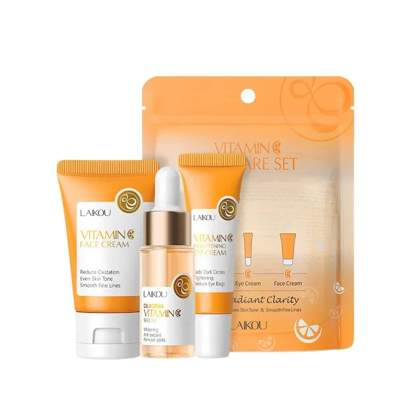LAIKOU Vitamin C Sakura & Snail 3-Piece Skincare Set – Travel Size Face Care Kit - Roomsium