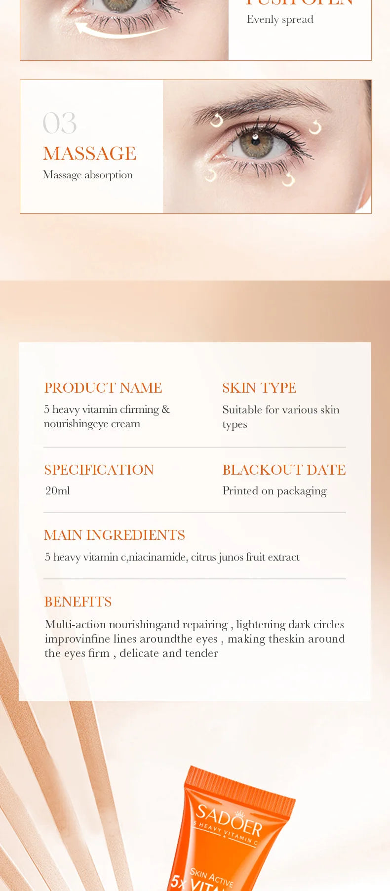 Vitamin C Eye Cream – Hydrating & Brightening Under Eye Care (20g) - Roomsium