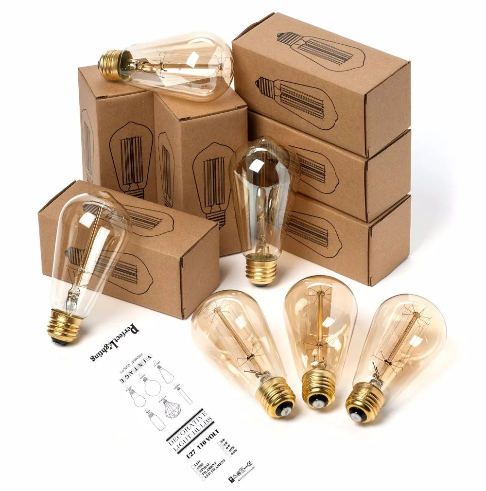 YNL E27 Retro Edison Bulb 220V 40W – ST64 G80 G95 G125 Vintage Filament Light Bulb - Roomsium