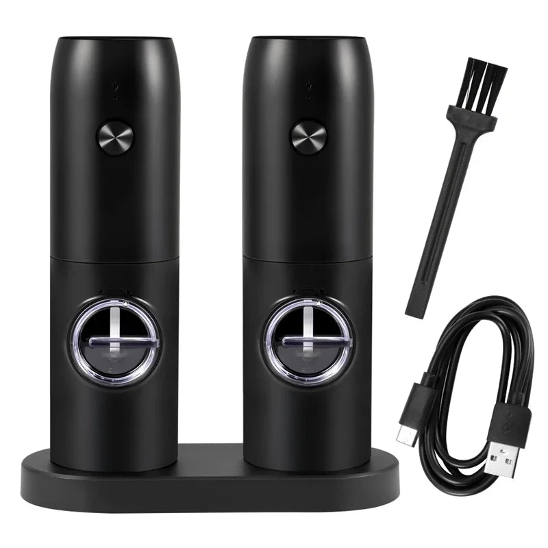 Electric Automatic Salt & Pepper Grinder Set with LED Light & Adjustable Coarseness - Roomsium