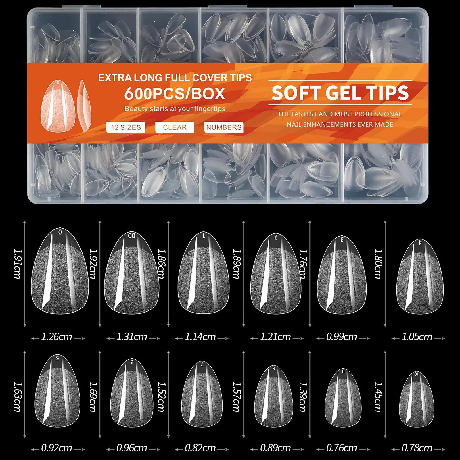 600pcs Soft Gel Nail Tips – Half Matte Clear Almond False Nails for Extension - Roomsium