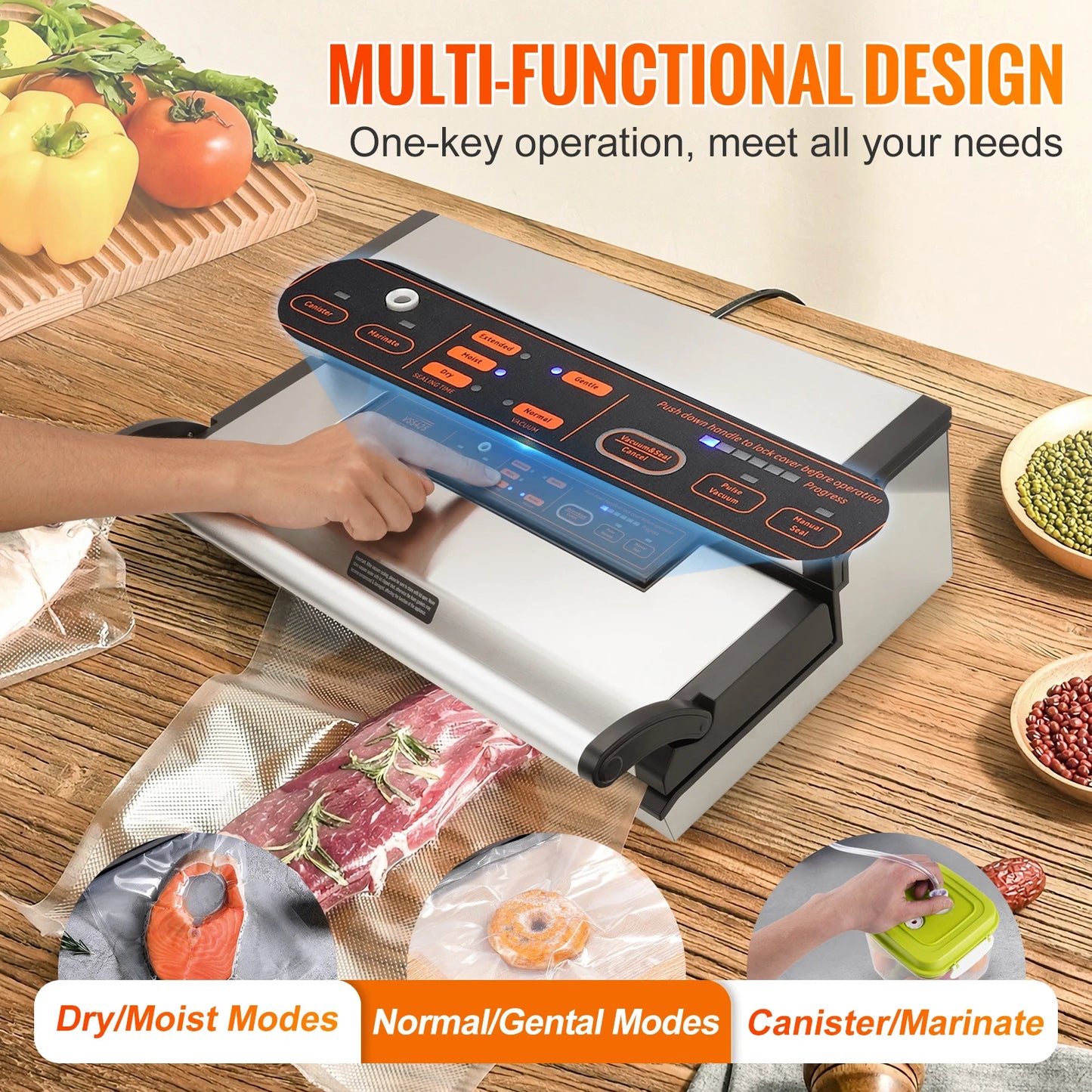 SucceBuy Commercial Vacuum Sealer Machine – Automatic Food Packaging with Cutter & Bag Storage - Roomsium