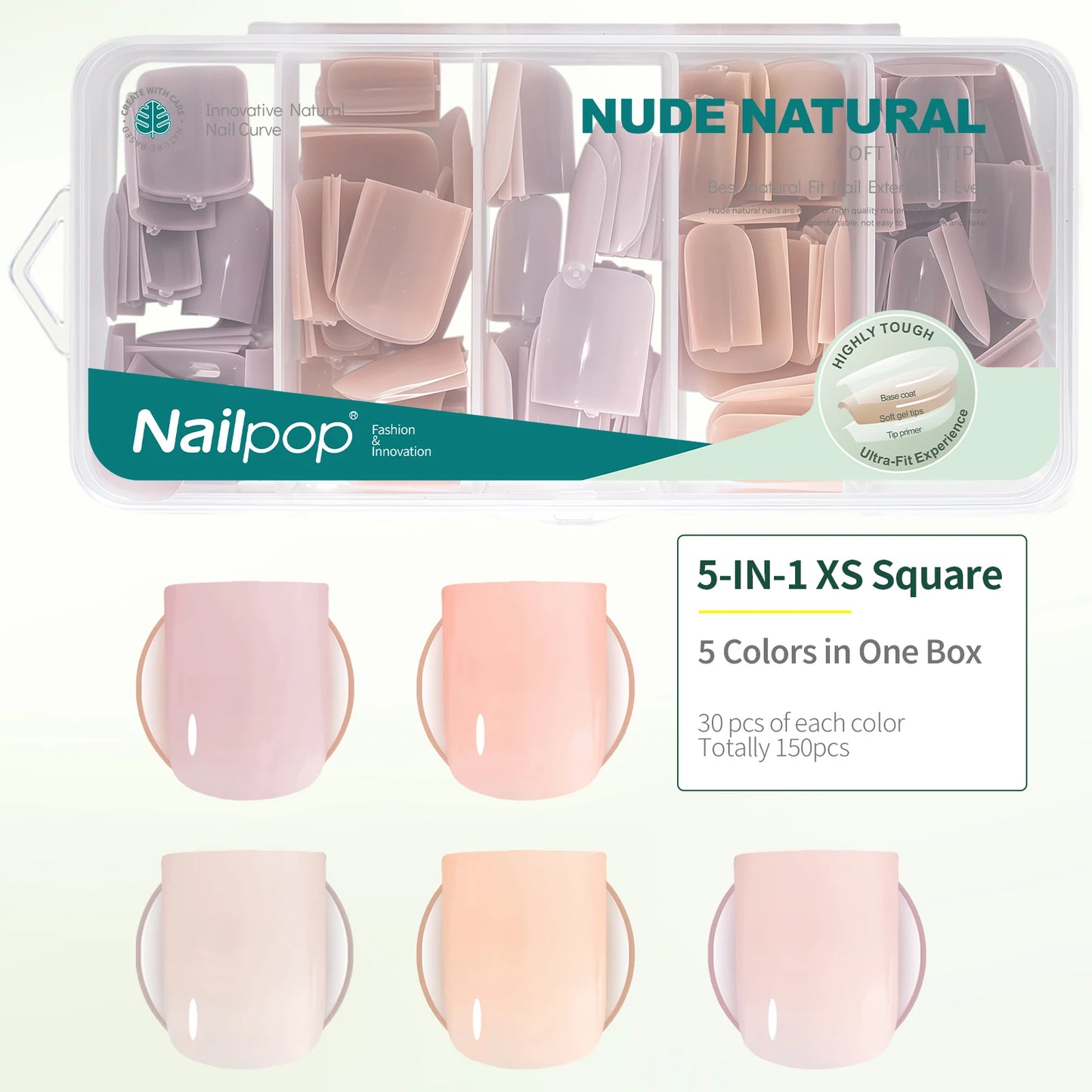 Nailpop 3-in-1 Nude Natural Nail Tips – 140PCS