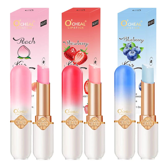 O'CHEAL Color Changing Fruit Lipstick – Temperature Reactive Moisturizing Lip Balm - Roomsium