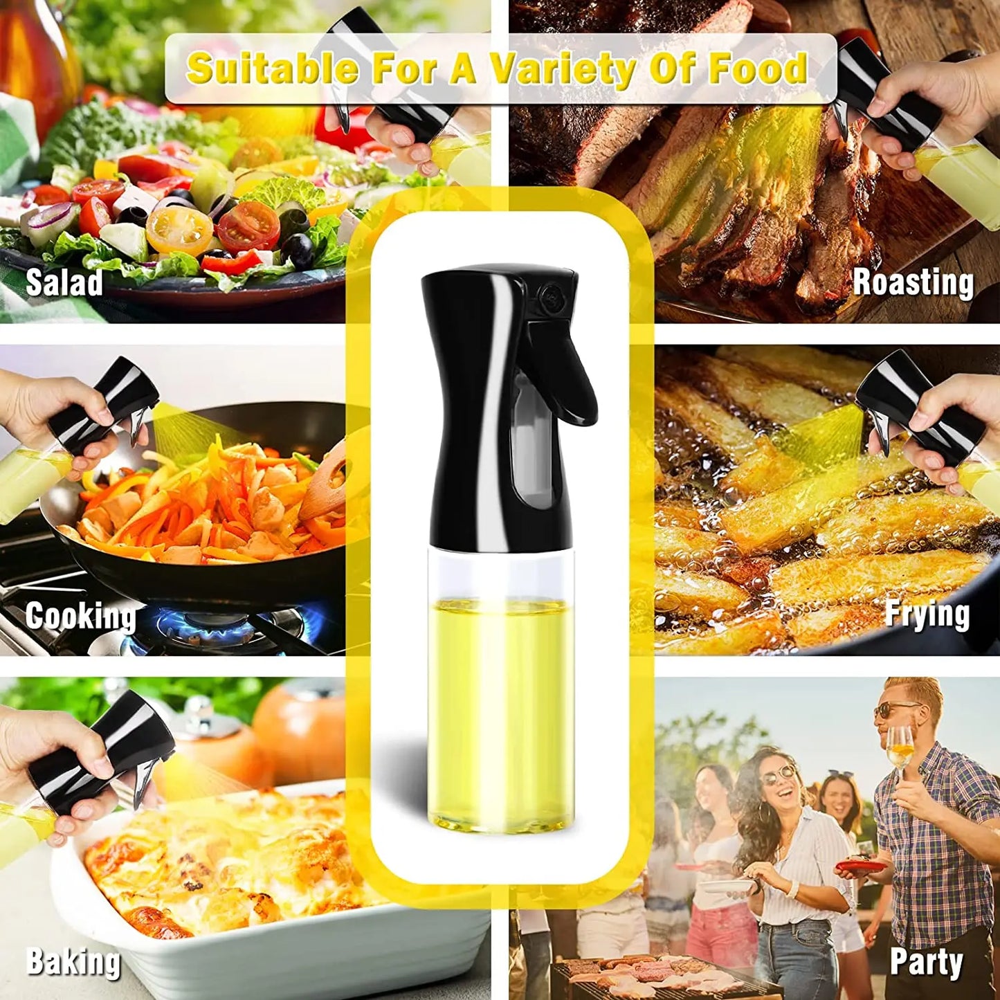 Oil Spray Bottle for Cooking & BBQ – Plastic Olive Oil Sprayer (200 / 300 / 500 ml)