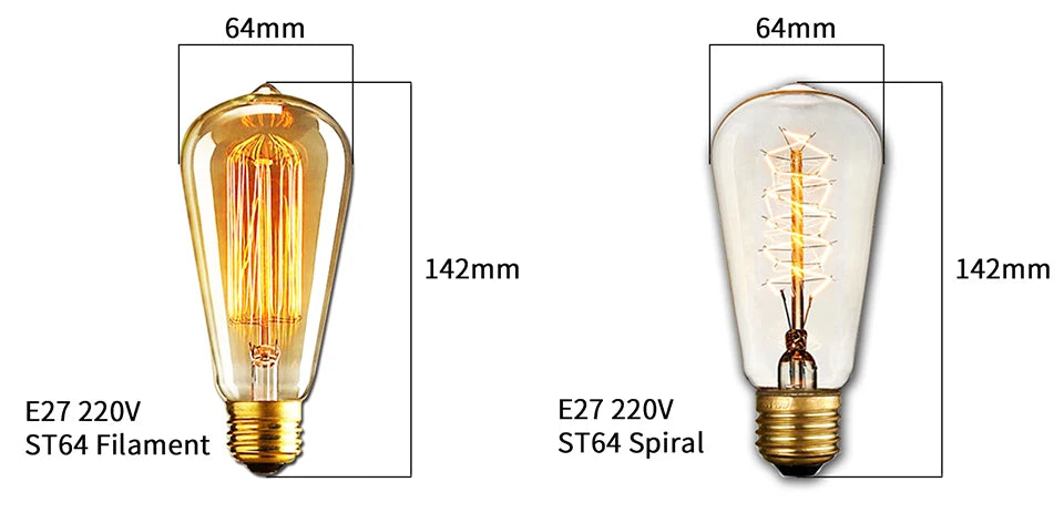 YNL E27 Retro Edison Bulb 220V 40W – ST64 G80 G95 G125 Vintage Filament Light Bulb - Roomsium