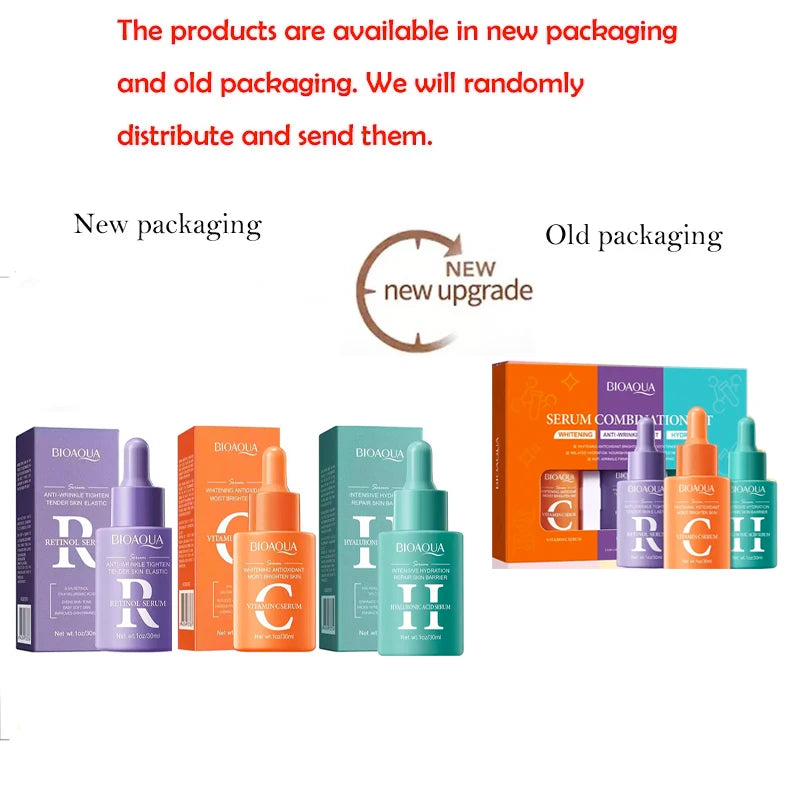 Vitamin C, Retinol & Hyaluronic Acid Serum Set – 3-Piece Facial Essence Kit - Roomsium