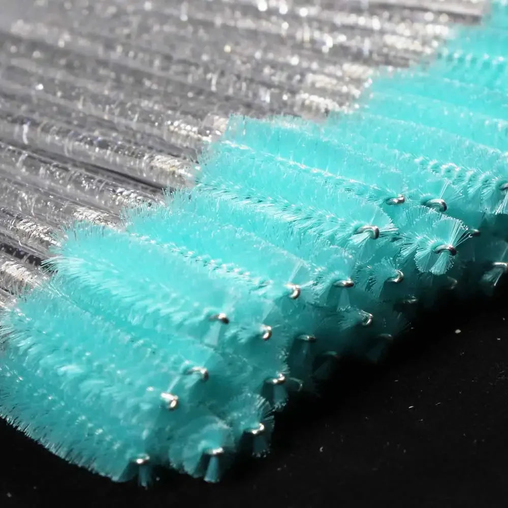 50PCS Disposable Eyelash & Eyebrow Brushes with Crystal Handle