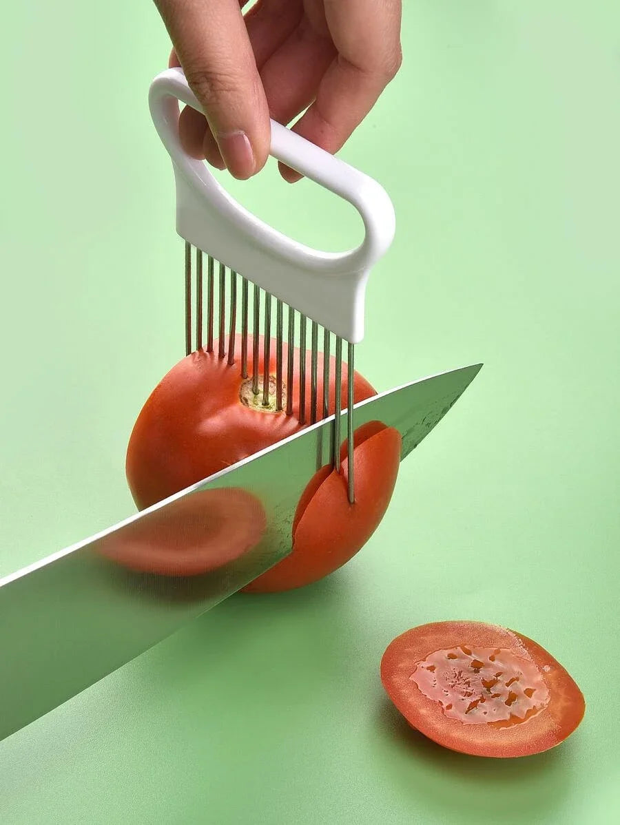 Onion Slicer Holder – Stainless Steel Vegetable Cutting Guide
