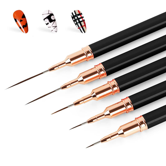 5pcs Nail Art Liner Brush Set – Fine Line Gel Nail Design Brushes