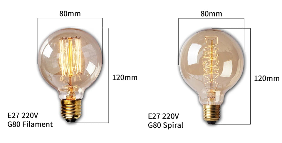 YNL E27 Retro Edison Bulb 220V 40W – ST64 G80 G95 G125 Vintage Filament Light Bulb - Roomsium
