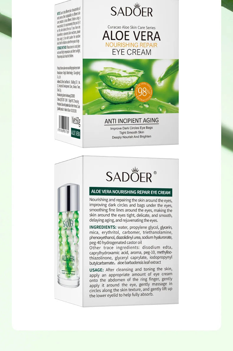 SADOER Aloe Vera Eye Cream – Hydrating & Soothing Under Eye Care - Roomsium