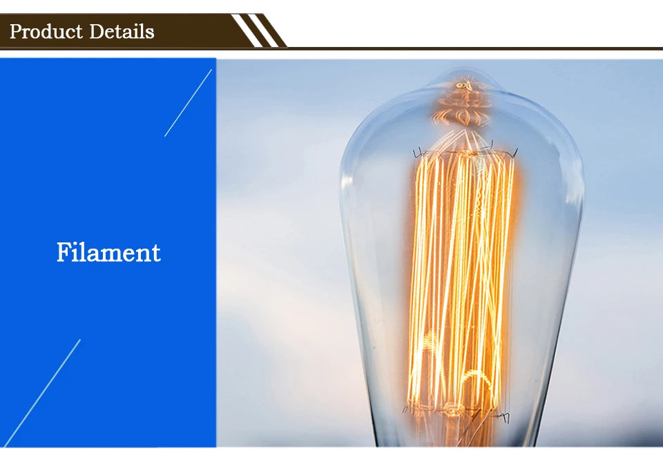 YNL E27 Retro Edison Bulb 220V 40W – ST64 G80 G95 G125 Vintage Filament Light Bulb - Roomsium