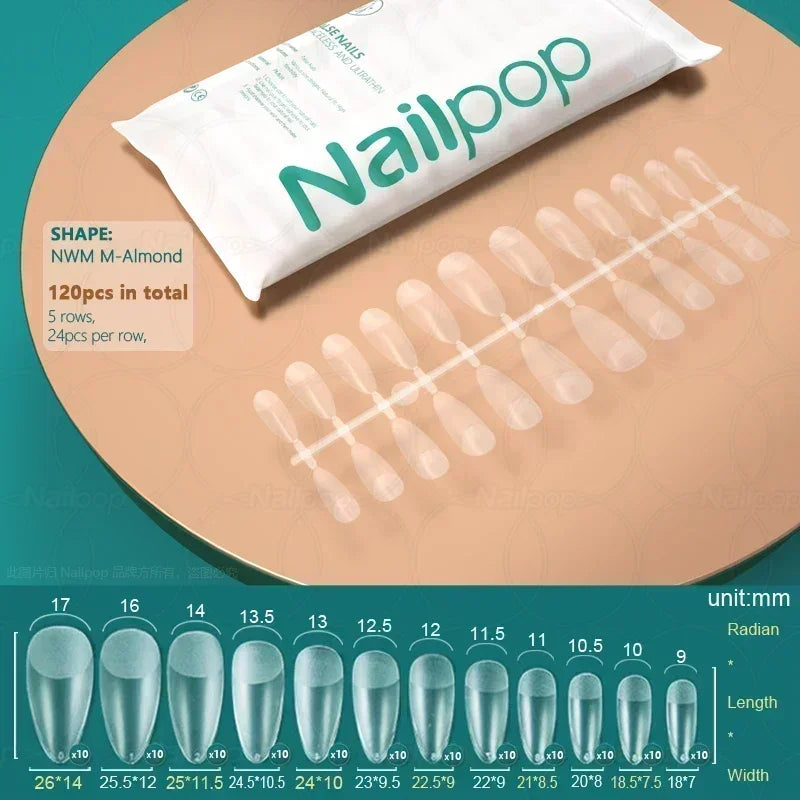 NAILPOP 120pcs Soft Gel Full Cover Press On Nails – Coffin Clear / Semi-Matte False Nail Tips - Roomsium