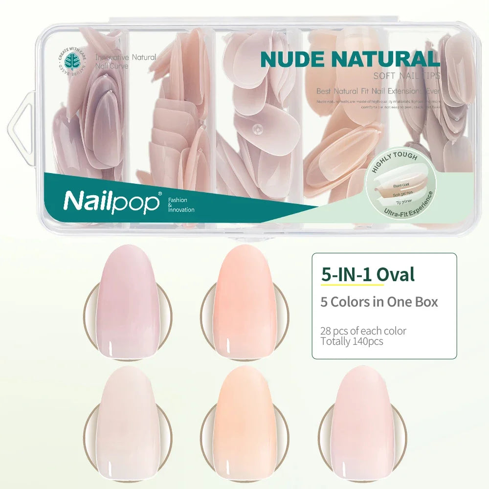 Nailpop 3-in-1 Nude Natural Nail Tips – 140PCS