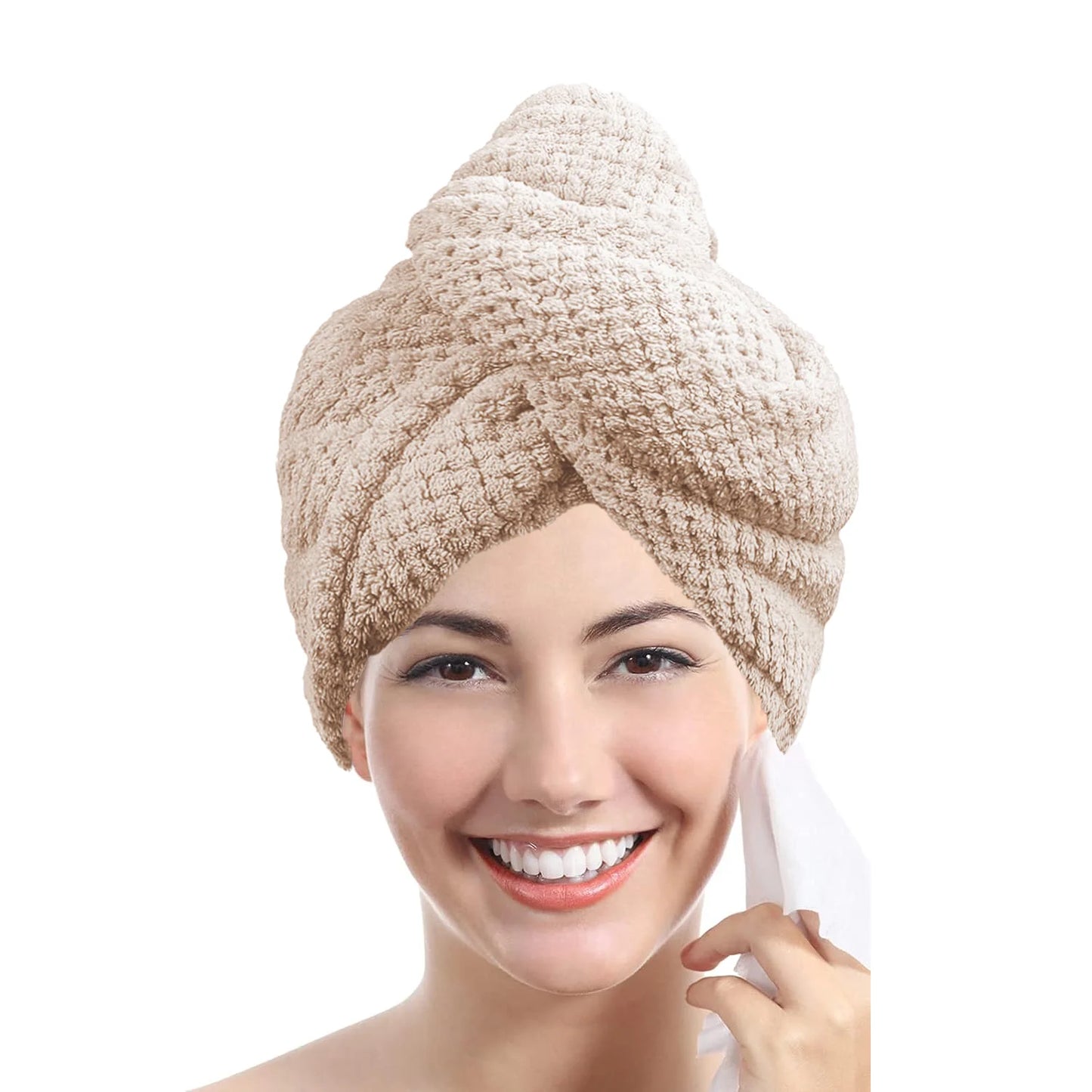 Absorbent Hair Towel Wrap Button Closure