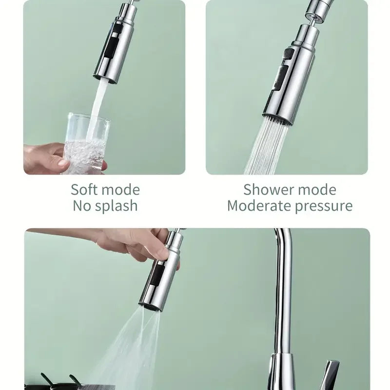3-Mode Kitchen Faucet Extender – Anti-Splash Water-Saving Spout Adapter - Roomsium