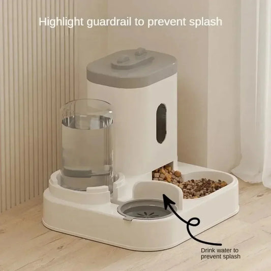 Automatic Dog & Cat Food Bowl with Water Fountain – Large Capacity Gravity Feeder