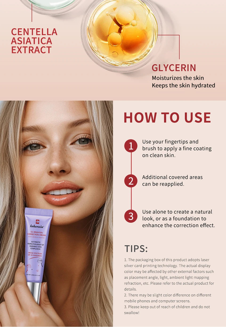 CC Cream Foundation Set with Centella – Lightweight Hydrating Base Makeup (3-Piece Set) - Roomsium