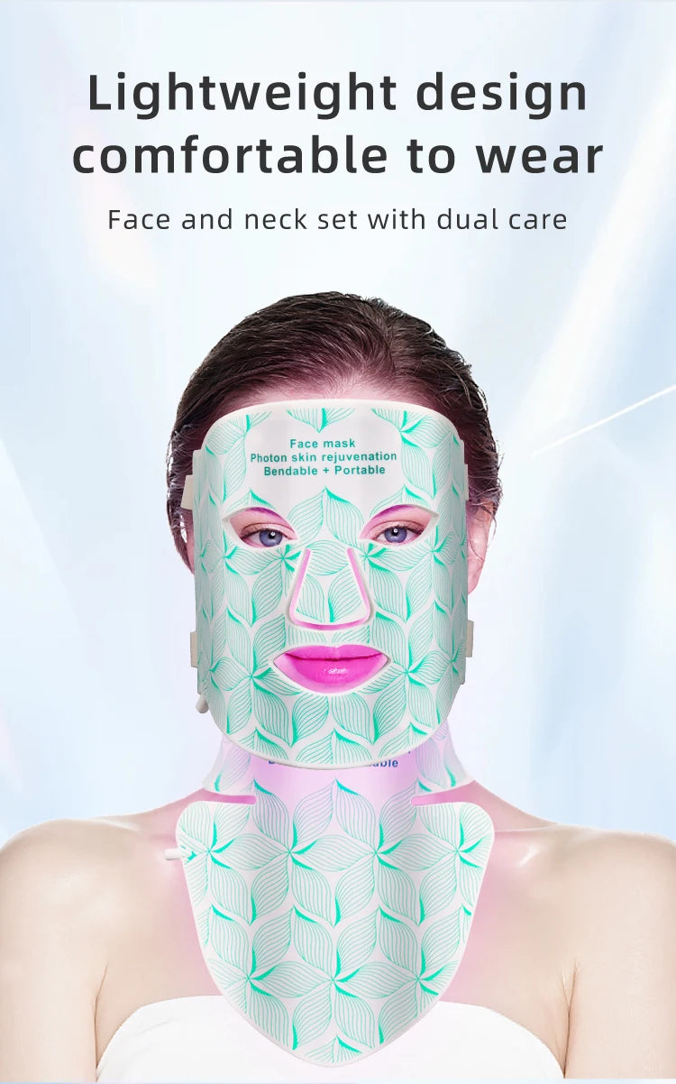 7-Color LED Face & Neck Mask with Infrared Light – Skin Rejuvenation & Anti-Aging Light Therapy