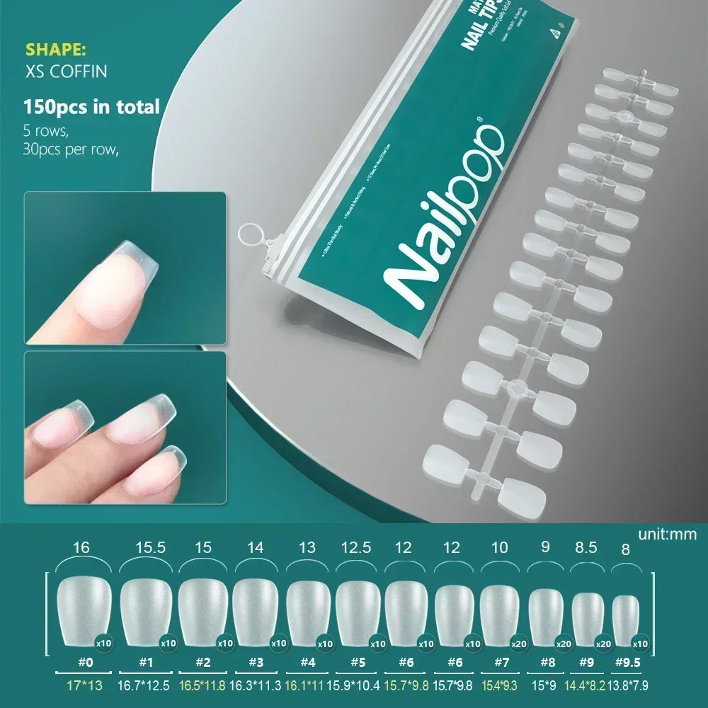 NAILPOP 120pcs Soft Gel Full Cover Press On Nails – Coffin Clear / Semi-Matte False Nail Tips - Roomsium
