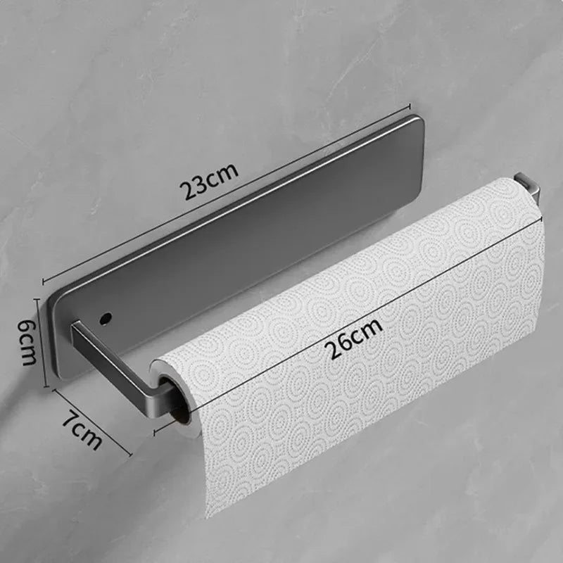 Self Adhesive Paper Towel Holder – No-Drill Metal Rack for Kitchen & Bathroom