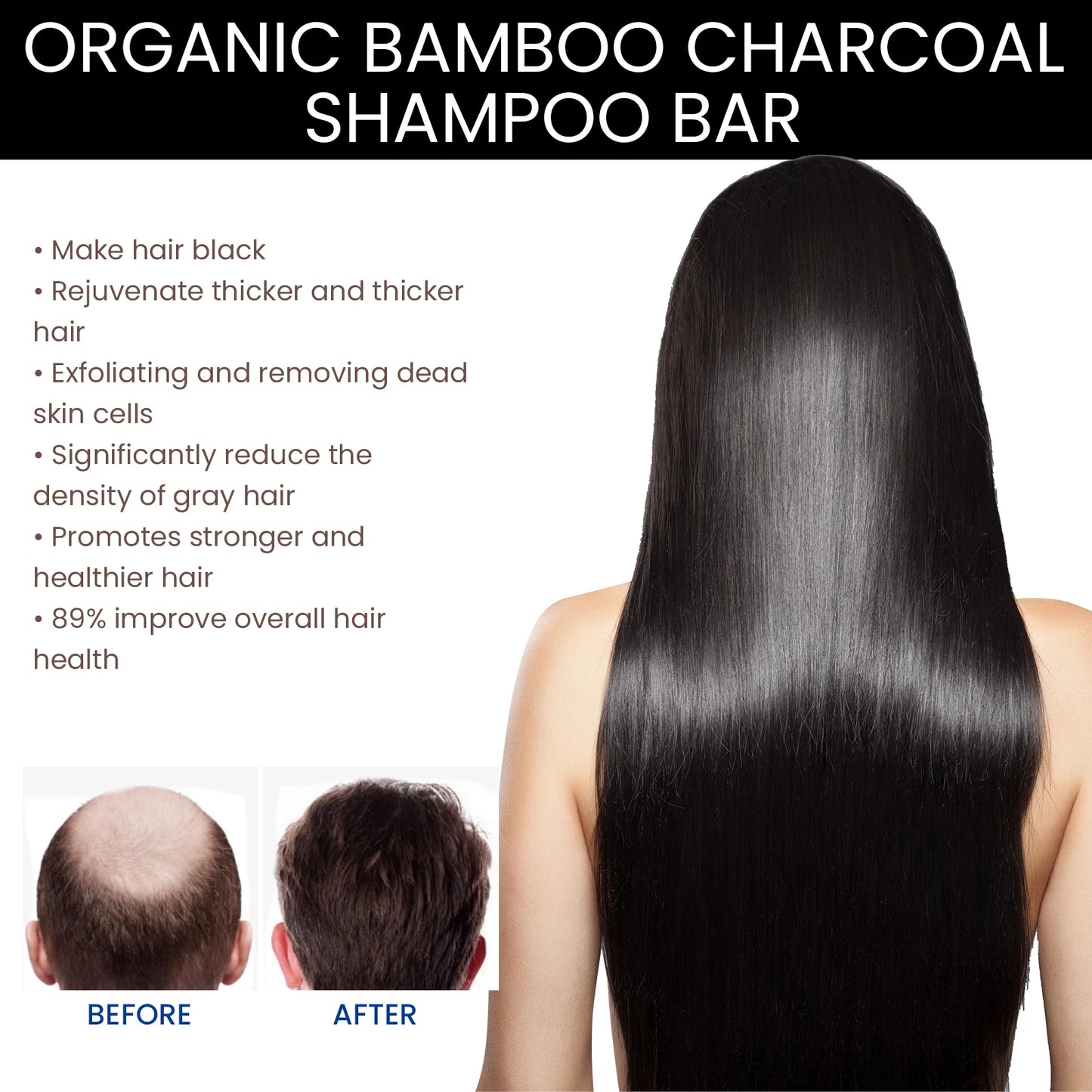 OUHOE Bamboo Charcoal Shampoo Soap – Deep Scalp Cleanse & Oil Control 60g - Roomsium