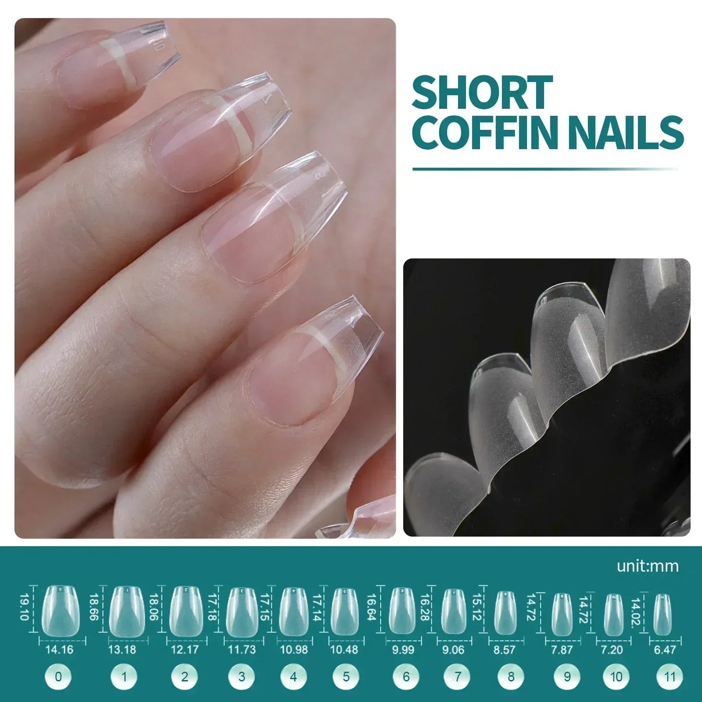 NAILPOP 120pcs Soft Gel Full Cover Press On Nails – Coffin Clear / Semi-Matte False Nail Tips - Roomsium