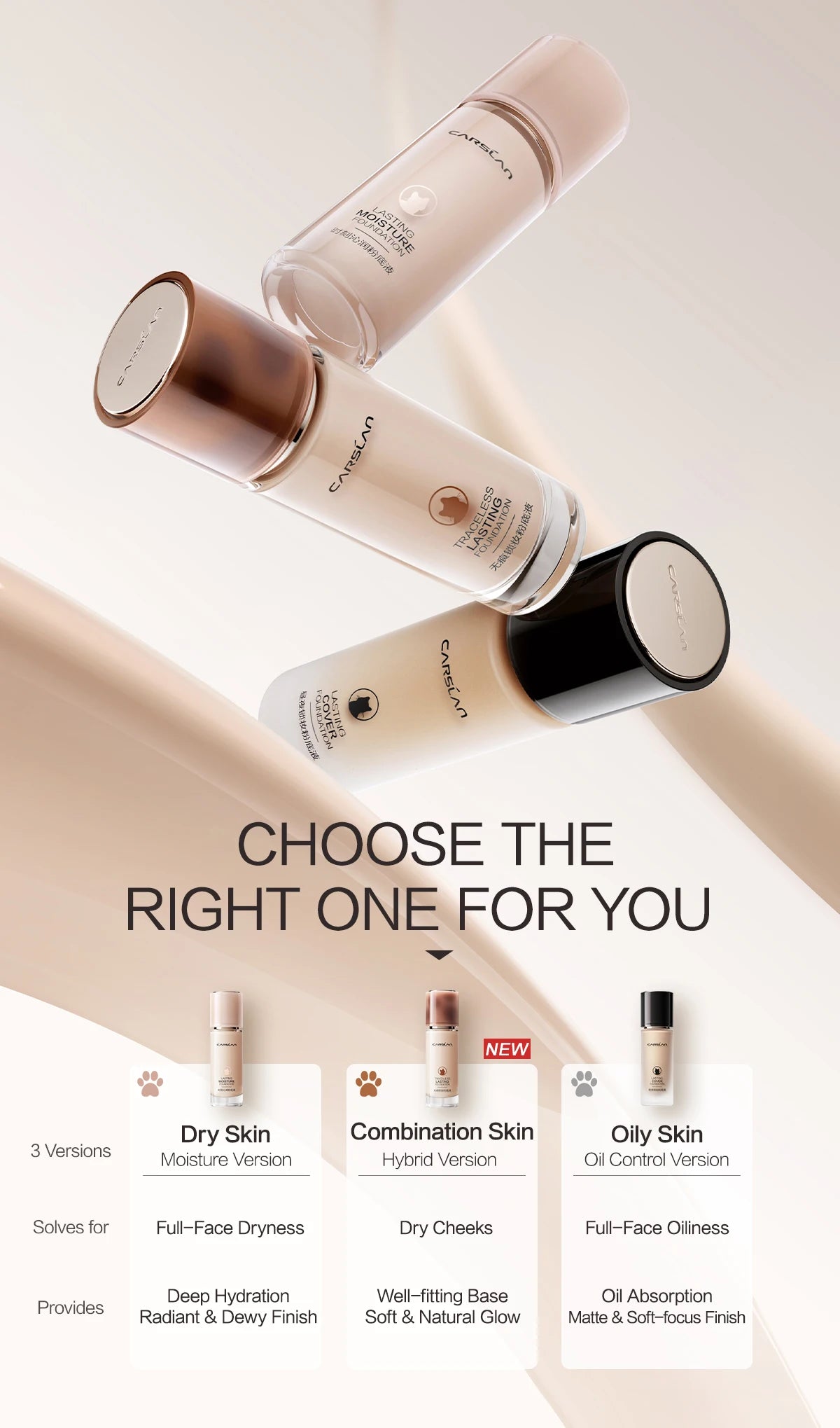 CARSLAN Long-Lasting Matte Liquid Foundation – Full Coverage Base