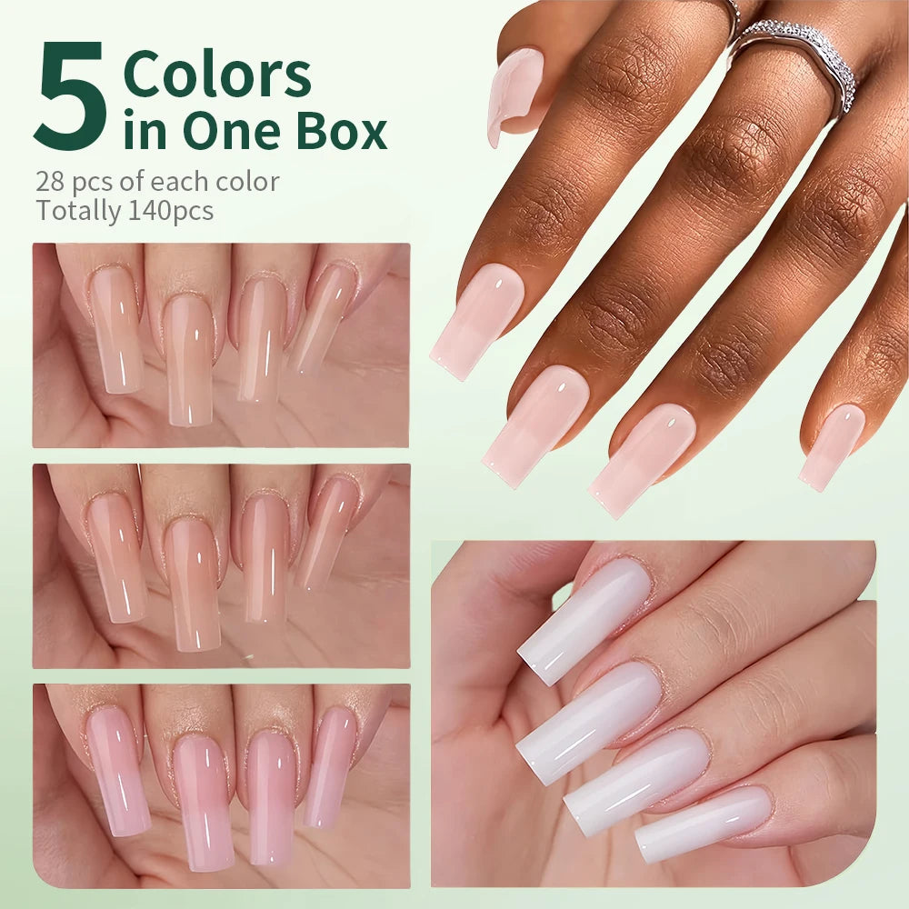 Nailpop 3-in-1 Nude Natural Nail Tips – 140PCS