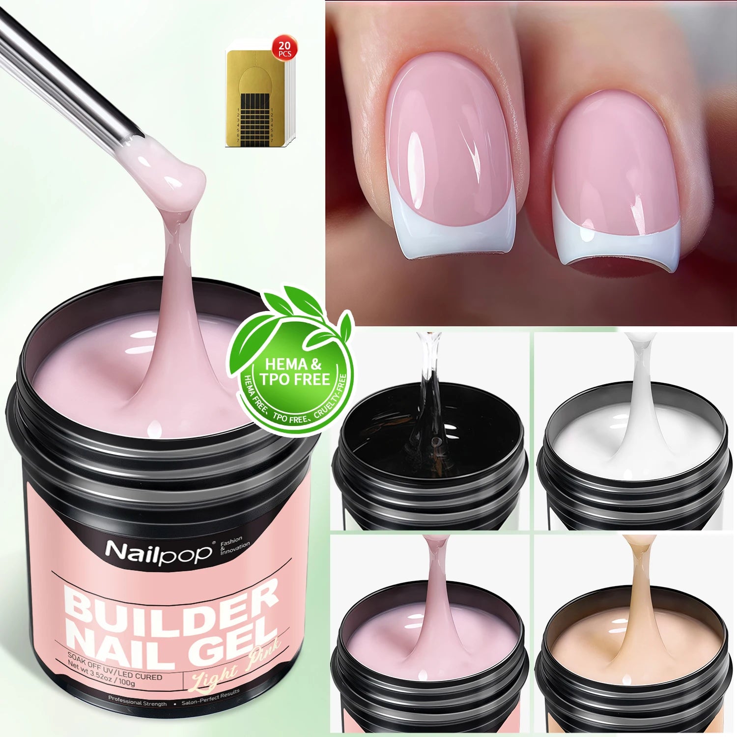Nailpop Milky Smooth Builder Gel 30g / 100g – Self-Leveling Hard Gel for Nail Extension & Apex Building - Roomsium
