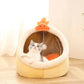 Deep Sleep Cat Bed – Foldable Cartoon Pet Cave Bed with Removable Cushion