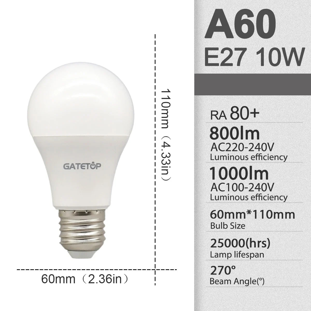 10pcs E27 LED Bulbs A60 G45 3W–24W AC 110V/220V Cold & Warm White Home Light - Roomsium