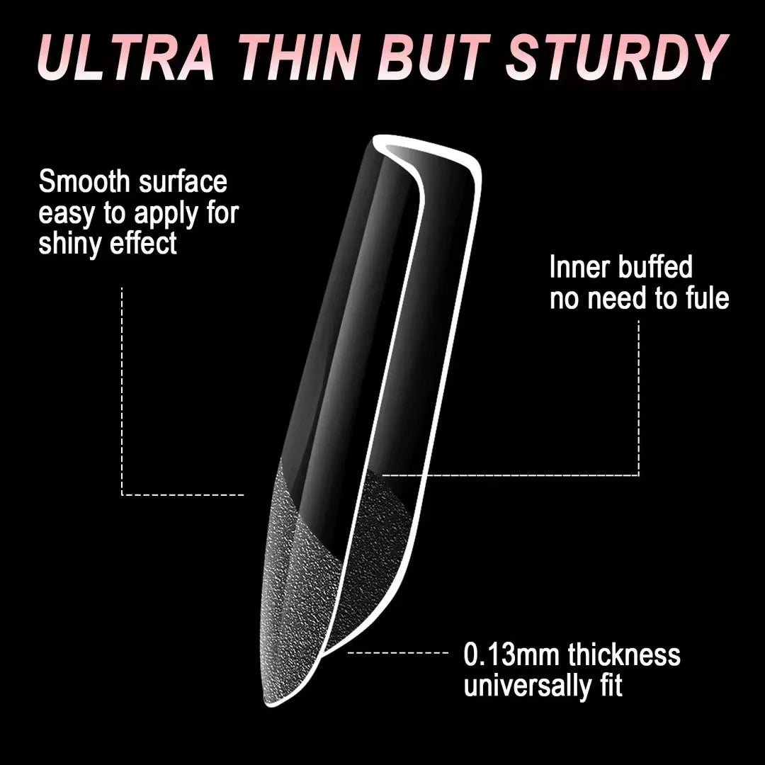 600pcs Soft Gel Nail Tips – Half Matte Clear Almond False Nails for Extension - Roomsium