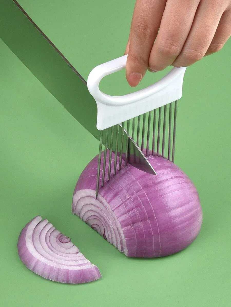 Onion Slicer Holder – Stainless Steel Vegetable Cutting Guide