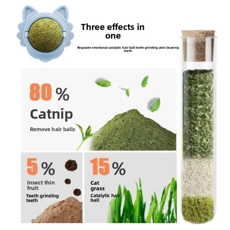 Natural Catnip Rotatable Wall Stick Toy – Sucker Mount Cat Mint Ball