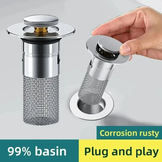 Stainless Steel Pop-Up Sink Drain Plug – Press Type