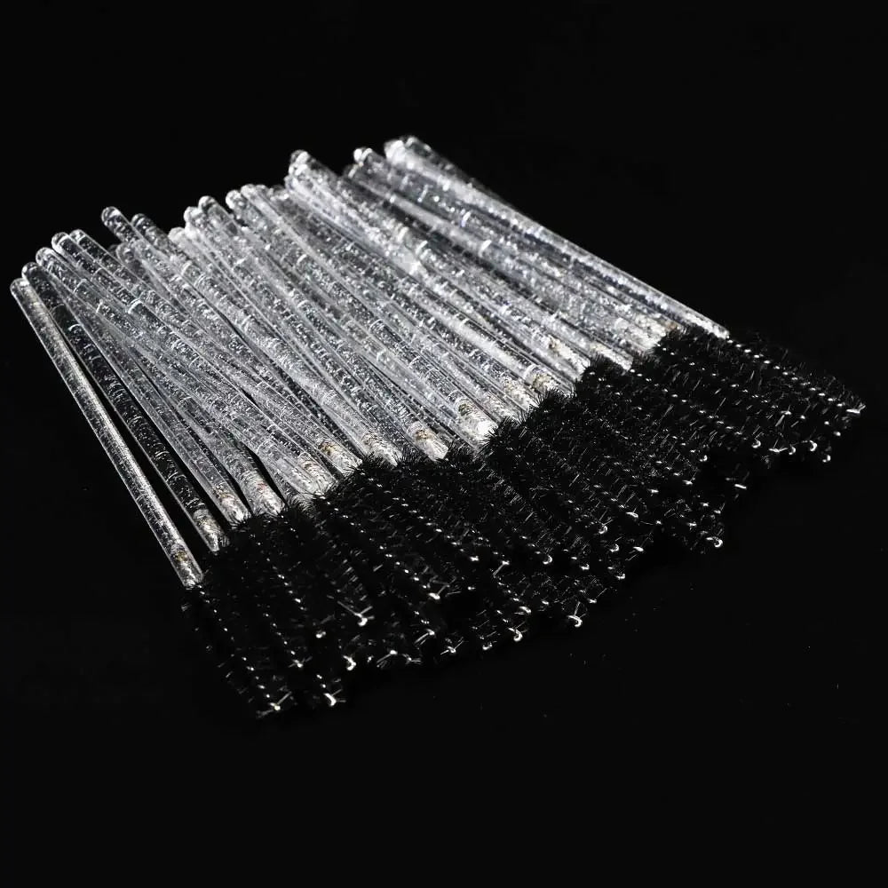 50PCS Disposable Eyelash & Eyebrow Brushes with Crystal Handle
