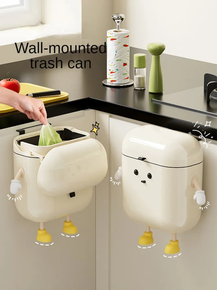 Wall-Mounted Kitchen Trash Can – Foldable Hanging Bin with Lid (9L / 12L)
