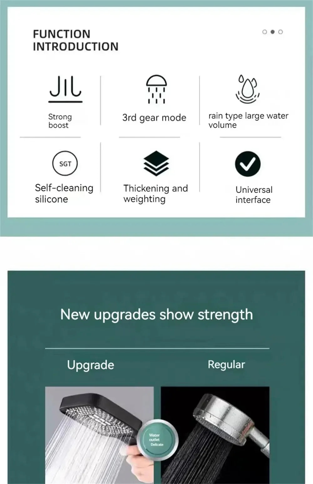 3-Mode Adjustable Handheld Shower Head – High-Pressure Water-Saving Design - Roomsium