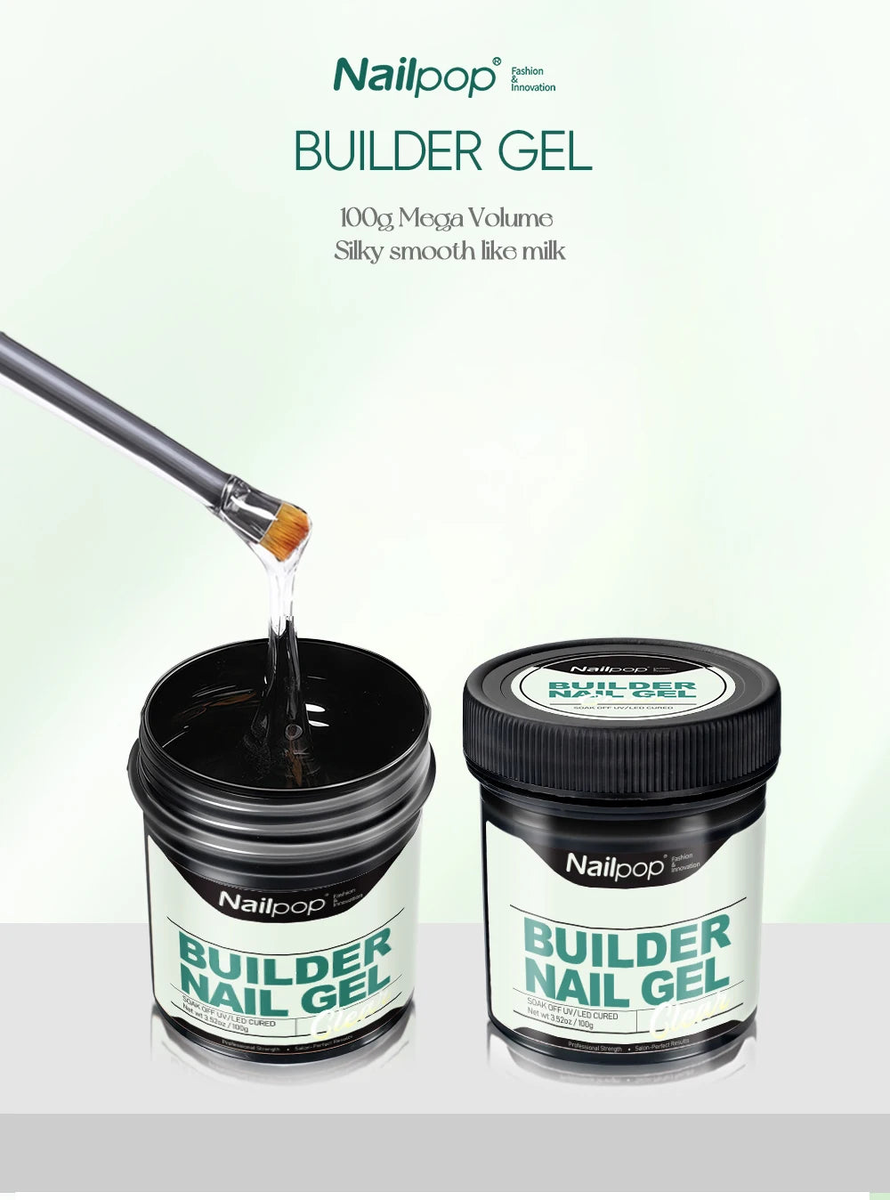 Nailpop Milky Smooth Builder Gel 30g / 100g – Self-Leveling Hard Gel for Nail Extension & Apex Building - Roomsium