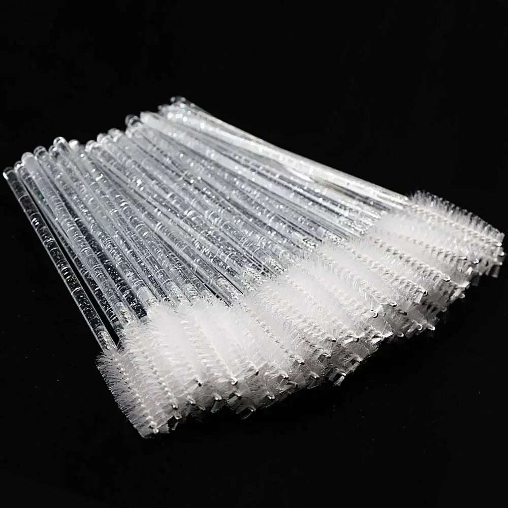 50PCS Disposable Eyelash & Eyebrow Brushes with Crystal Handle