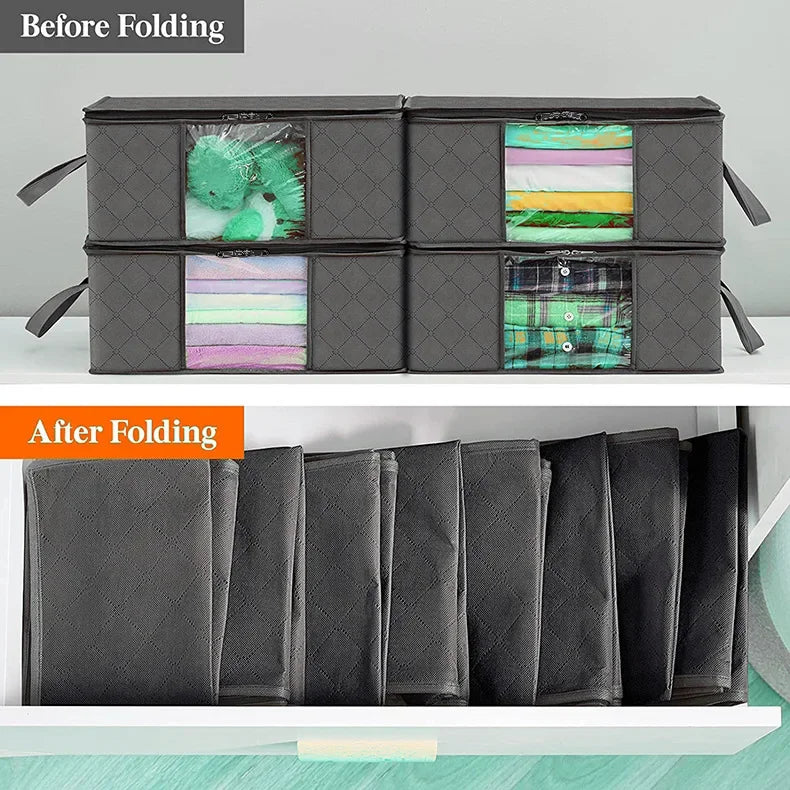 Large Capacity Clothes Storage Bag Foldable Closet Organizer