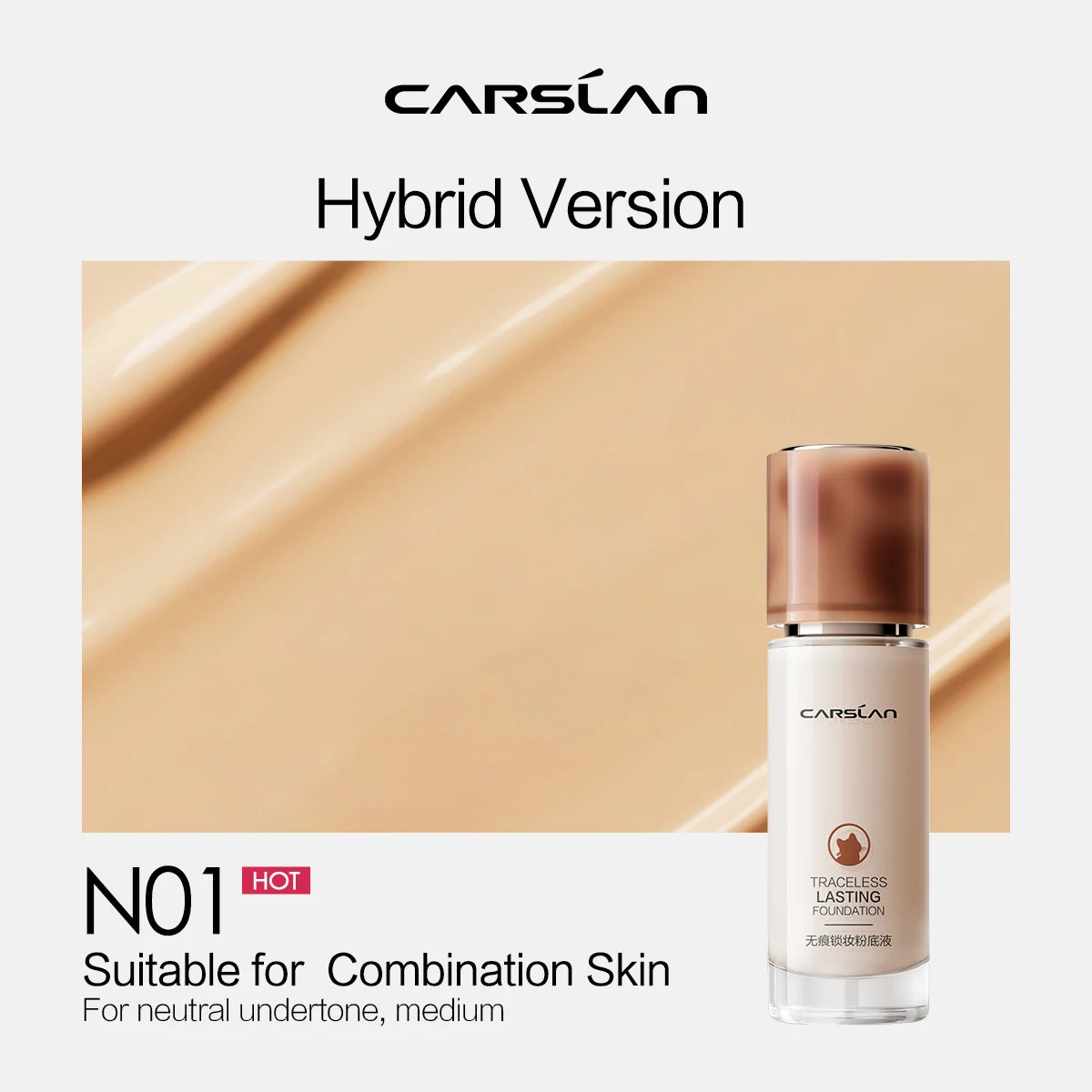 CARSLAN Long-Lasting Matte Liquid Foundation – Full Coverage Base